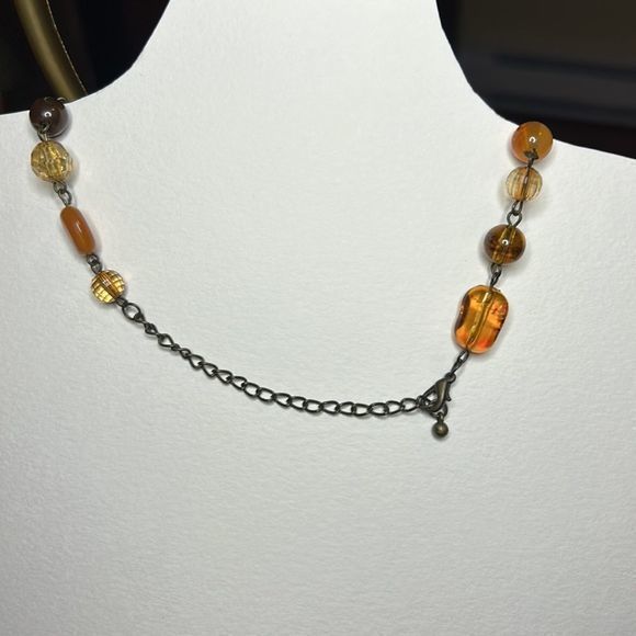 Bohemian style beaded necklace with acrylic & metal beads & a medallion‎ - Picture 5 of 5